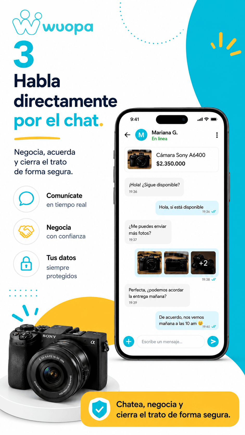 Chat entre comprador y vendedor en WUOPA